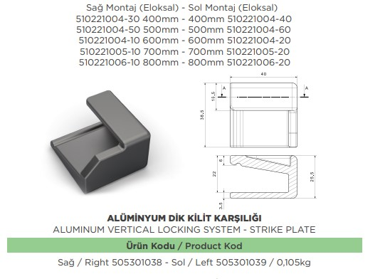 ALUMINYUM DIK KILIT KARSILIGI SOL HASSAS